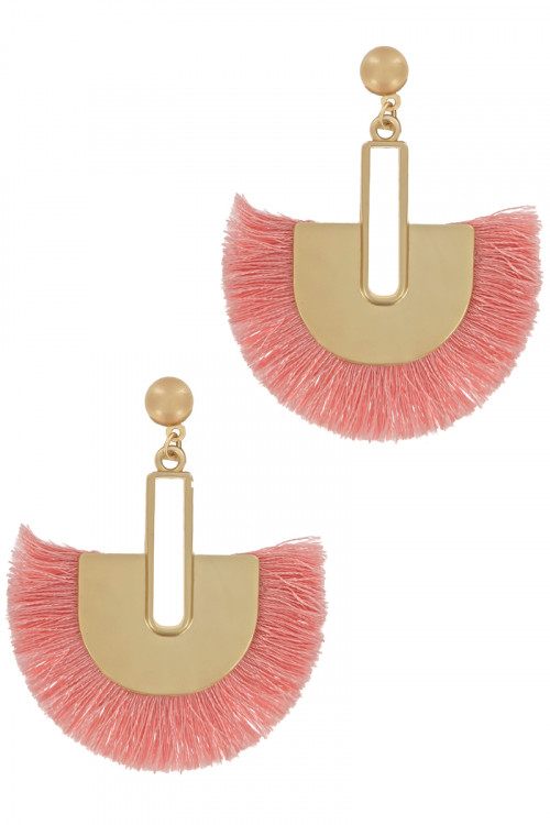 S1-3-3-LBE2278PCH PEACH MATTE GOLD WITH TASSEL EARRINGS/3PAIRS
