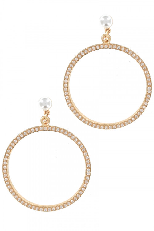 S1-1-5-LBE2305 GOLD ROUND PEARL FASHION EARRING/3PAIRS