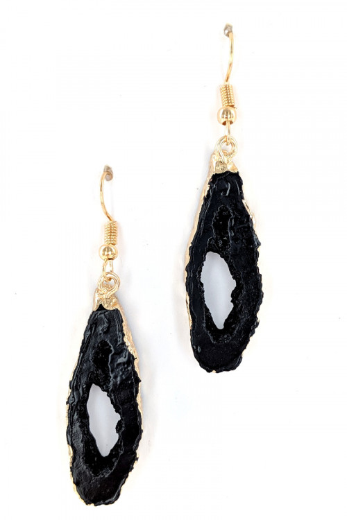 S1-1-3-LBE2314BK BLACK NATURAL STONE FASHION EARRINGS/3PAIRS