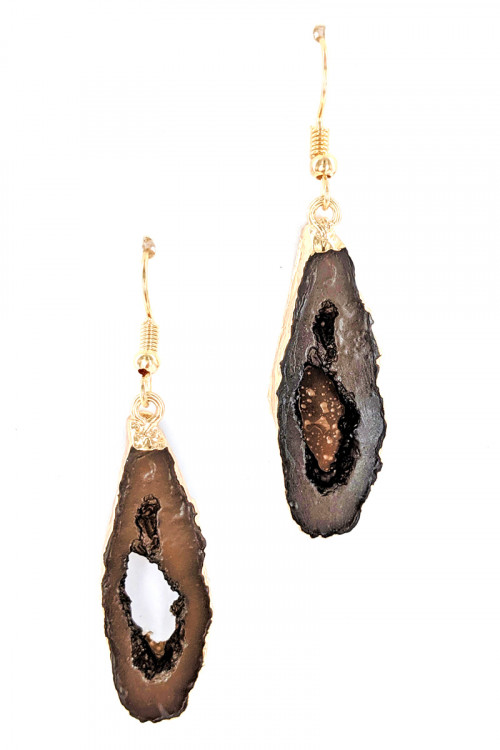 S1-1-2-LBE2314BR BROWN NATURAL STONE FASHION EARRINGS/3PAIRS