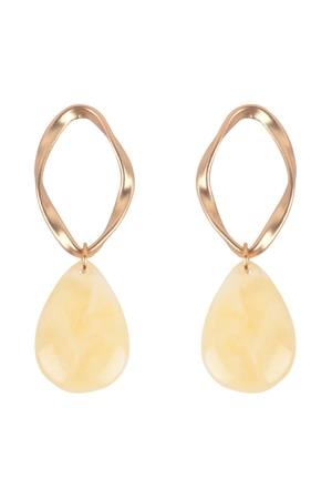 S1-1-5-LBE2318BE BEIGE TEARDROP MARBLE EARRINGS/3PAIRS