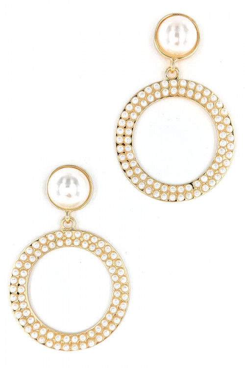 S1-1-2-LBE2322 GOLD PEARL ROUND FASHION EARRINGS/3PAIRS