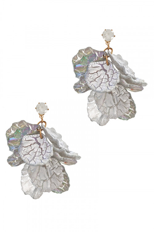 S1-7-2-LBE2337GY GREY SEASHELL DANGLE EARRINGS/3PAIRS