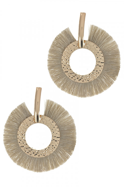 S1-7-2-LBE2346KH TASSEL GOLD HOOP EARRINGS/3PAIRS