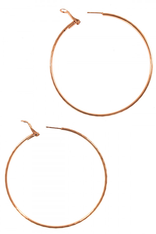 S1-2-1-LBE3048RG 70MM ROSE GOLD HOOP FASHION EARRINGS/6PAIRS