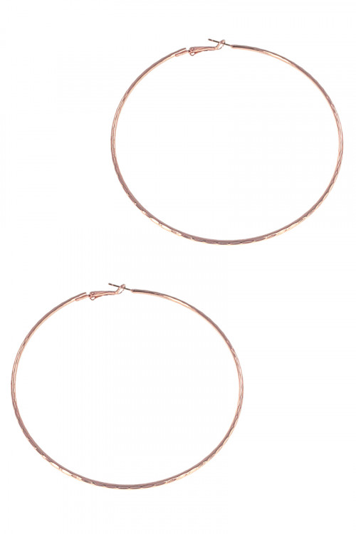 S1-2-1-LBE3048RG 90MM ROSE GOLD PLATED FASHION HOOP EARRINGS/6PAIRS