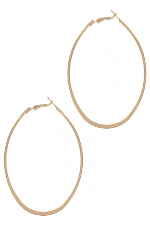 S1-3-2-LBE3056GD GOLD OVAL HOOP FASHION EARRINGS/3PAIRS