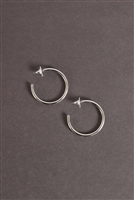 SA-3-3-2-E6562RD - 1.5 INCHES POST HOOP EARRINGS-RHODIUM/1PC