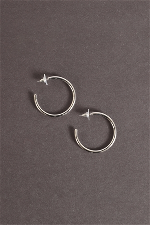 SA-3-3-2-E6562RD - 1.5 INCHES POST HOOP EARRINGS-RHODIUM/1PC