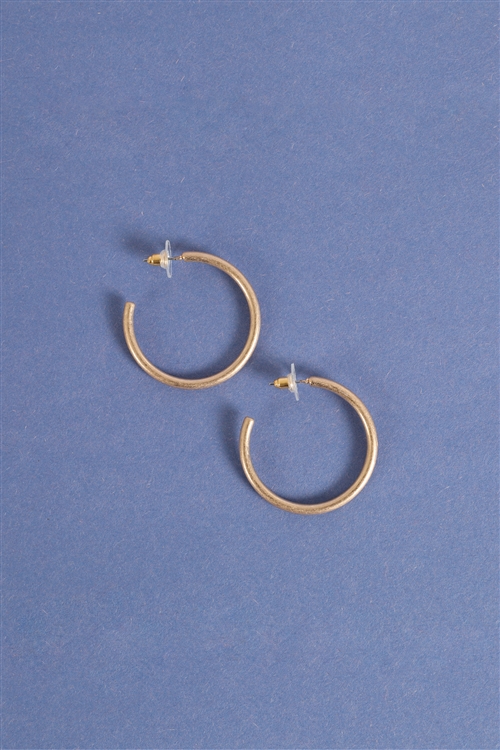 SA-3-3-2-E6562WGD - 1.5 INCHES POST HOOP EARRINGS-MATTE GOLD/1PC