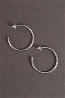 S4-4-5-E6563RD - HOOP POST EARRINGS-RHODIUM/1PC