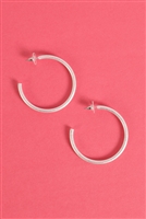 S4-4-5-E6563WSV - HOOP POST EARRINGS-MATTE SILVER/1PC