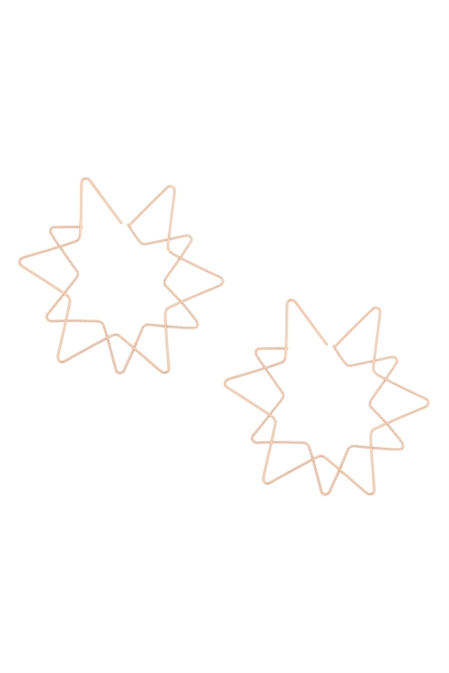 S24-1-3-E6876GD - STAR WIRE HOOP EARRINGS-GOLD/6PCS