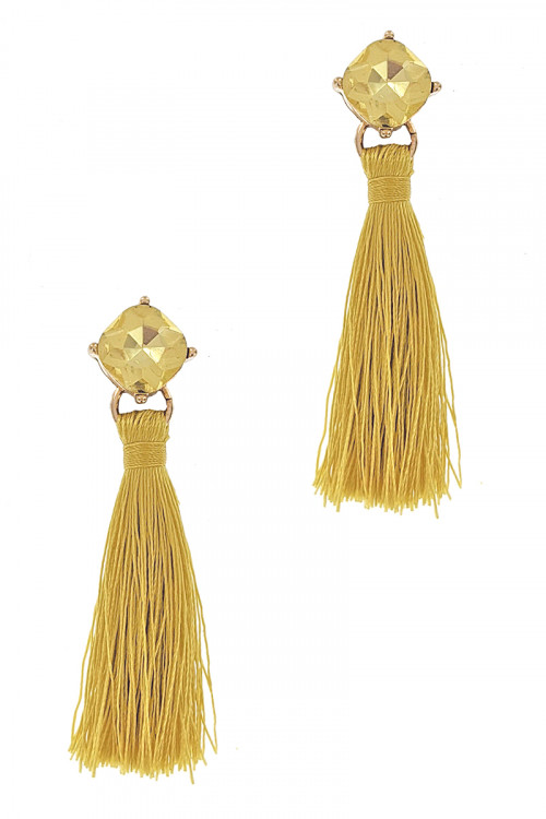 S1-5-2-LBE7393MS MUSTARD TASSEL DROP EARRINGS/3PAIRS