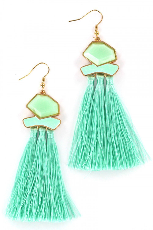 237-F-LBE7420MT MINT TASSEL FASHION EARRINGS/3PAIRS