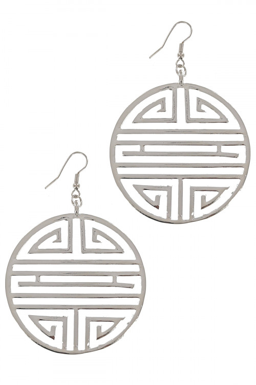 S1-4-2-LBE7421 SLILVER ROUND MEDALLION FASHION EARRINGS/3PAIRS
