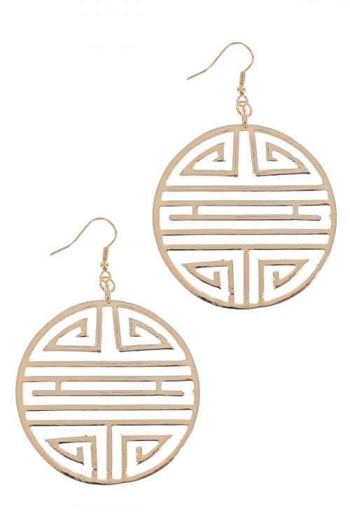 S1-1-5-LBE7421GD GOLD ROUND MEDALLION FASHION EARRINGS/3PAIRS