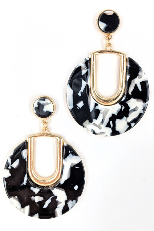 S1-2-5-LBE7424BW BLACK AND WHITE RESIN FASHION EARRINGS/3PAIRS