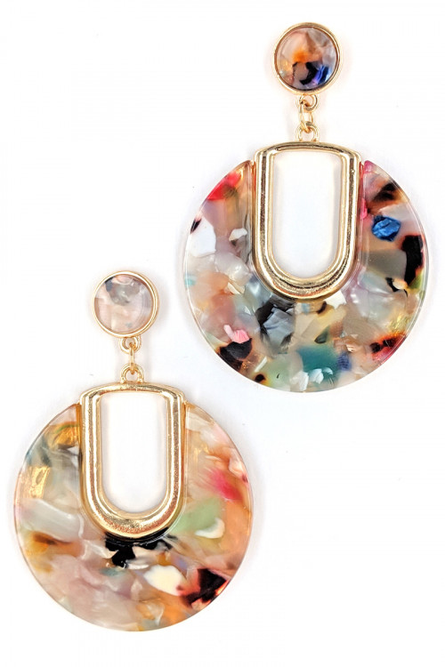 S1-2-5-LBE7424MU MULTI COLOR RESIN FASHION EARRINGS/3PAIRS