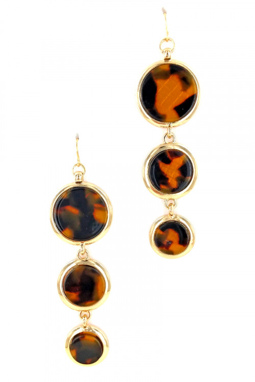 S1-1-4-LBE7441TUR TORTOISE RESIN DROP EARRINGS/6PAIRS