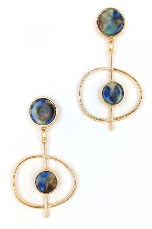 S1-2-4-LBE7446BL BLUE RESIN FASHION EARRINGS/6PAIRS