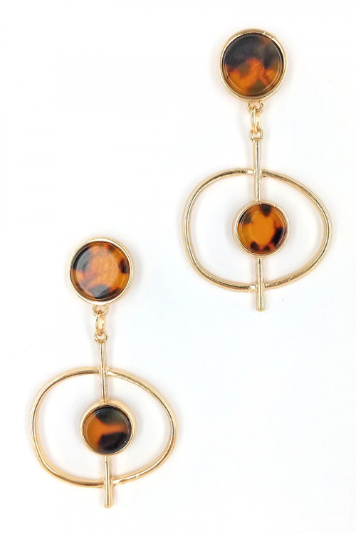 S12-4-LBE7446TUR TURTOISE COLOR RESIN FASHION EARRINGS/6PAIRS