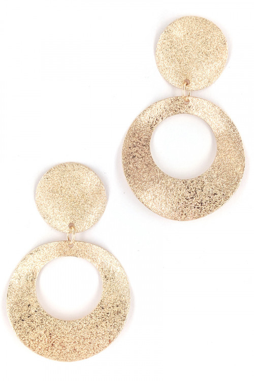 S1-2-4-LBE7450GD GOLD COLOR SANDY TEXTURE FASHION EARRINGS/3PAIRS