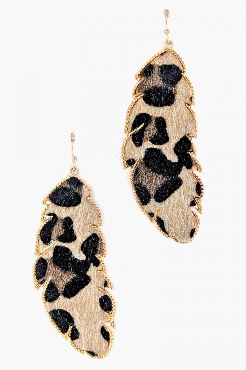 S1-2-3-LBE7451AP ANIMAL PRINT LEAF FASHION EARRINGS/3PAIRS