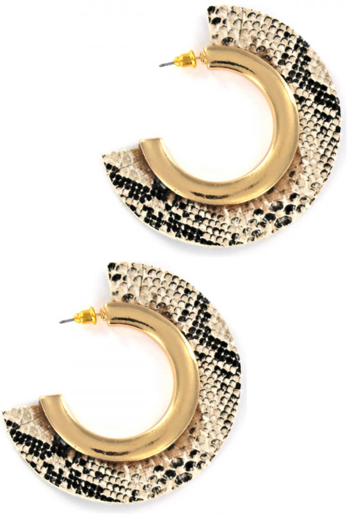 S1-2-3-LBE7452DAP SNAKE PRINT HALF MOON FASHION EARRINGS/3PAIRS