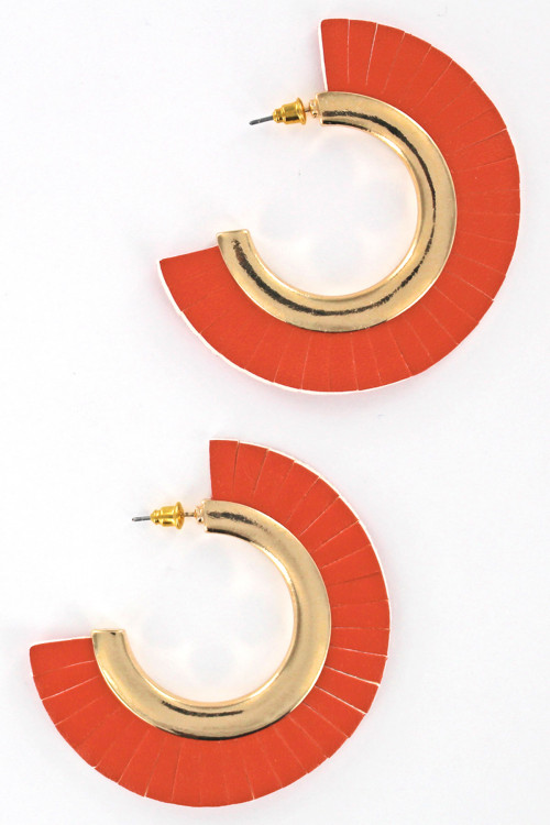 S1-2-3-LBE7452OR ORANGE LEATHER FASHION EARRINGS/3PAIRS