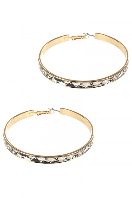 S1-5-3-LBE7474LAP ANIMAL PRINT TEXTURE FASHION GOLD HOOP EARRINGS/3PAIRS