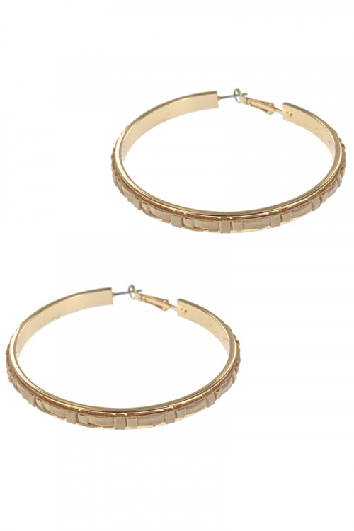 S1-7-4-LBE7474NT BRAIDED TEXTURE FASHION GOLD HOOP EARRINGS/3PAIRS