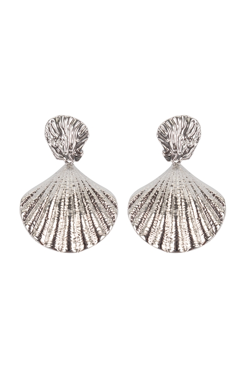 S1-3-4-LBE7475 SILVER SEASHELL FASHION EARRINGS/3PAIRS