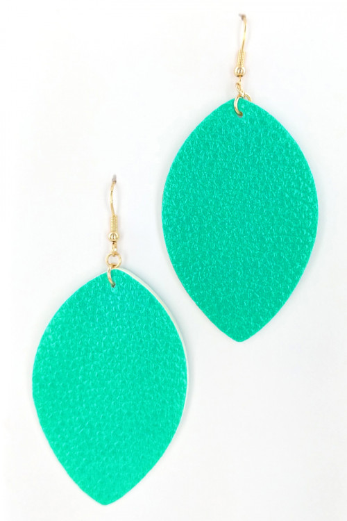 S1-2-2-LBE7477MT MINT COLOR LEATHER LEAF EARRINGS/3PAIRS