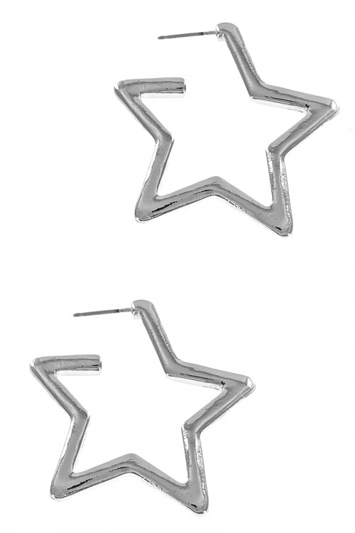 S1-5-1-LBE7492 SILVER STAR FASHION EARRINGS/6PAIRS