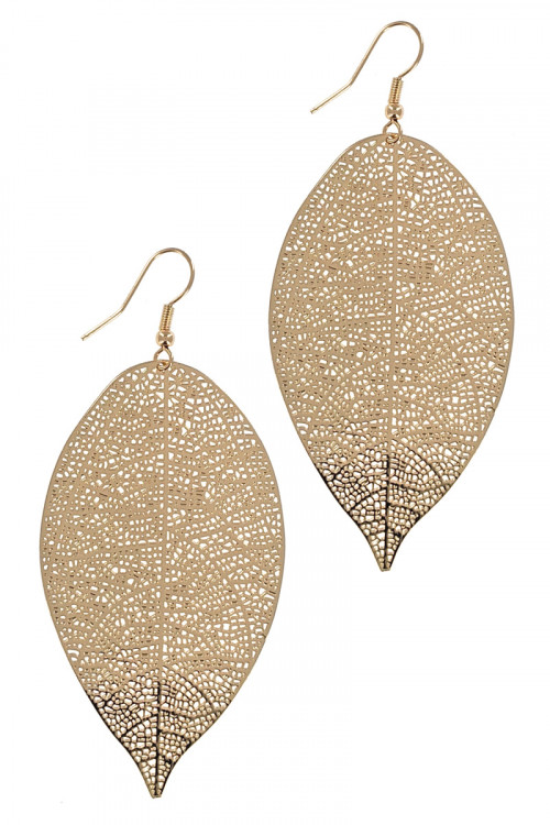 S1-2-2-LBE7890GD GOLD LEAF FASHION EARRINGS/3PAIRS