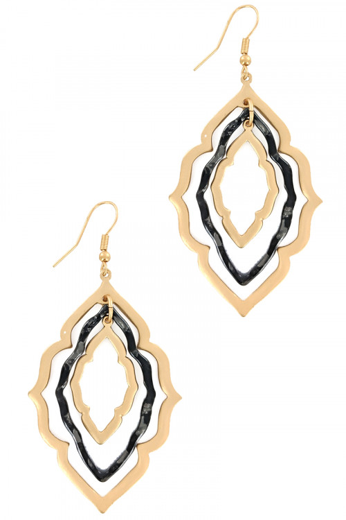 S1-8-4-LBE7890JT JET BLACK RESIN MOROCCAN EARRINGS/3PAIRS