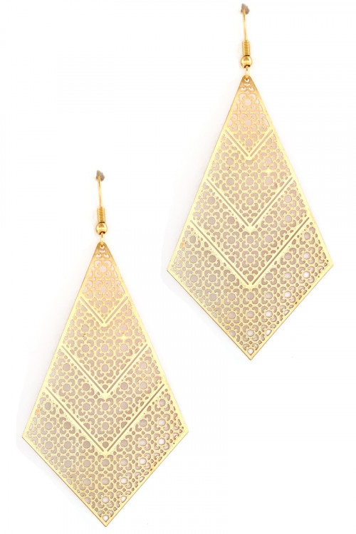 S1-1-5-LBE7895GD GOLD TRIANGULAR DROP EARRINGS/3PAIRS
