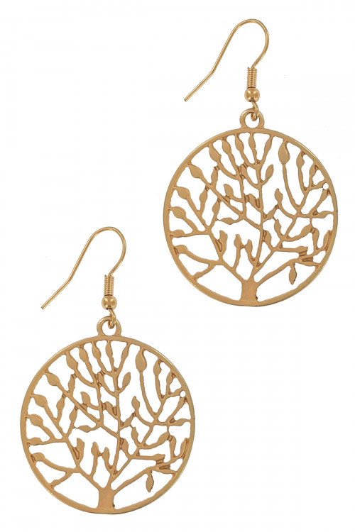 S1-3-4-LBE7905MTGD MATTE GOLD TREE OF LIFE FASHION EARRINGS/3PAIRS