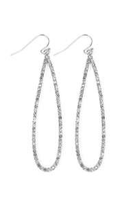 A2-3-2-E7998RD-CRY - PAVE LONG TEARDROP FISH HOOK EARRINGS - SILVER CRYSTAL/1PC