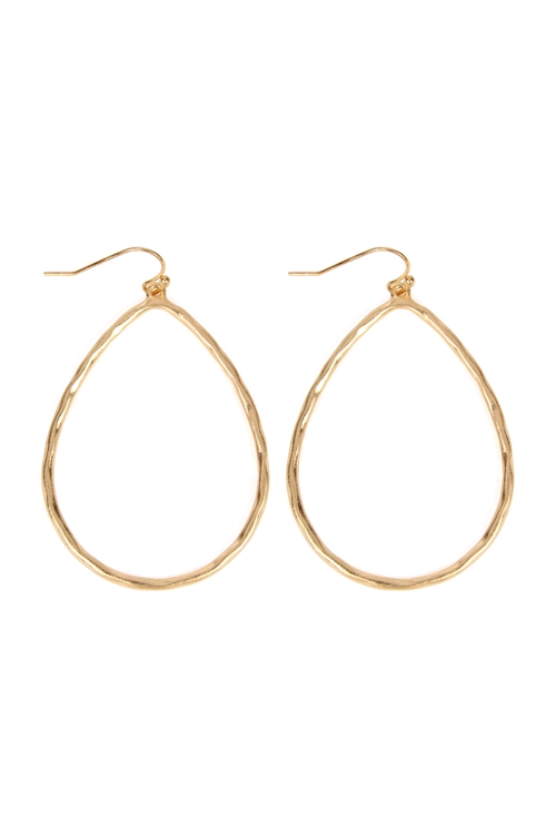 S22-9-1-E8239WGD - HAMMERED CAST EARRINGS - MATTE GOLD /6PCS