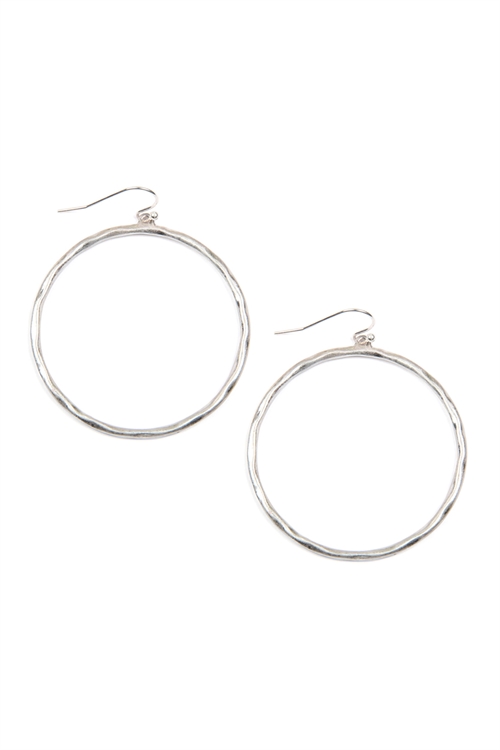 S22-11-5-E8241WSV - HAMMERED CAST HOOP EARRINGS - SILVER/6PAIRS