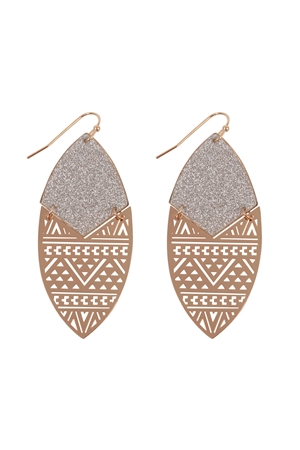 S1-1-2-E8965GD-RD - SAND STICKER MARQUISE TRIBAL FILIGREE EARRINGS-GOLD SILVER/1PC