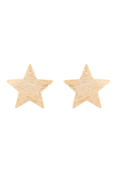 A3-1-3-E9383GD - STAR ROUGH FINISH POST EARRINGS - GOLD/6PCS