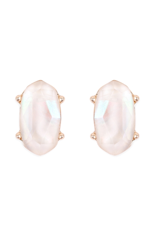 S1-5-5-EA210WT - PEARLIZED EPOXY POST EARRINGS - WHITE/6PCS