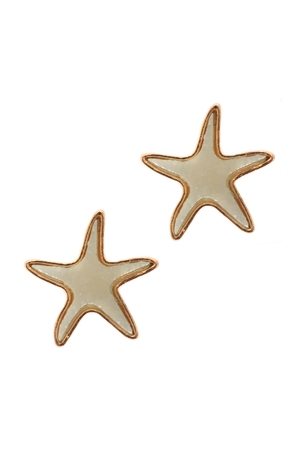 A2-4-3-EE0557GDMI3-1- DRUZY METAL STARFISH SEALIFE POST EARRINGS-MINT/1 PC