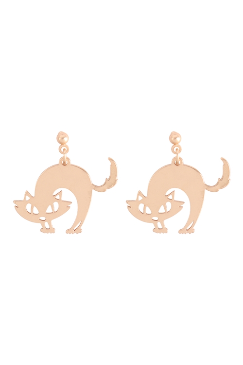 S7-6-4-EE1218MG - CAT HALLOWEEN POST DANGLING EARRINGS - MATTE GOLD/6PCS