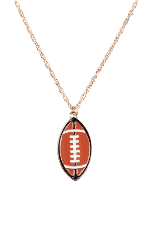 S1-7-4-EN3088BRN - GAMEDAY FOOTBALL EPOXY PENDANT CHAIN NECKLACE/6PCS