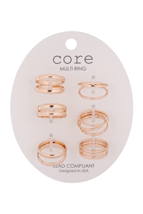 S1-7-4-ER4338GD-6 SET CLASSIC PLAIN RINGS-GOLD/1PC (NOW $2.00 ONLY!)