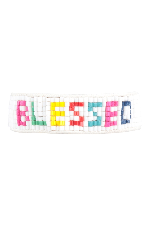 S1-8-5-FBA209WHMLT - BLESSED SEED BEADS PULL TIE BRACELET-MULTICOLOR/1PC